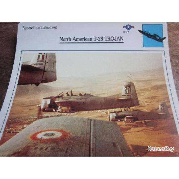 FICHE  AVIATION  TYPE  APPAREIL  D ENTRAINEMENT   / NORTH AMERICAN T 28  TROJAN    USA