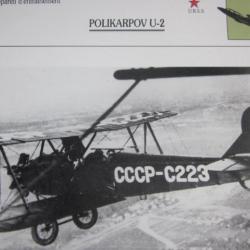 FICHE  AVIATION  TYPE  APPAREIL  D ENTRAINEMENT   / POLIKARPOV  U 2  URSS