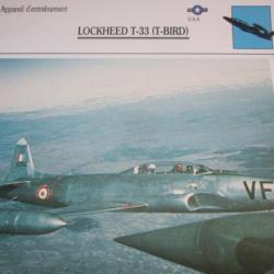 FICHE  AVIATION  TYPE  APPAREIL  D ENTRAINEMENT   / LOCKHEED T 33 T BIRD  USA