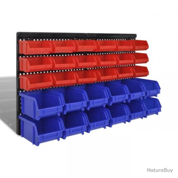 paniers muraux de stockage Plastique 30pcs Bleu et rouge 140761