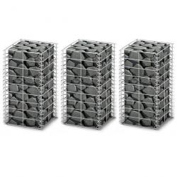 panier de gabion 3 pcs Fil galvanisé 25 x 25 x 50 cm 141044