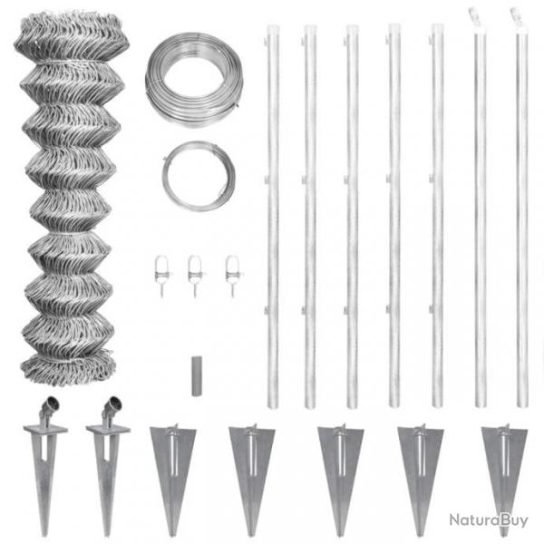 Clture  mailles losanges et poteaux Acier galvanis 15x1,25m 141504