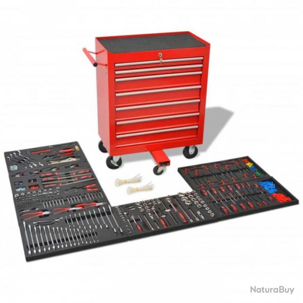 Chariot  outils pour atelier avec 1 125 outils Acier Rouge 142248