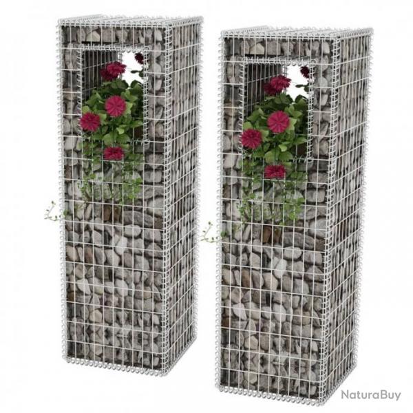 Jardinire/Poteau de panier de gabion 2 pcs Acier 50x50x160 cm 142542