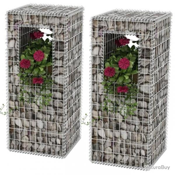 Jardinire/Poteau de panier gabion 2 pcs Acier 50x50x120 cm 142544