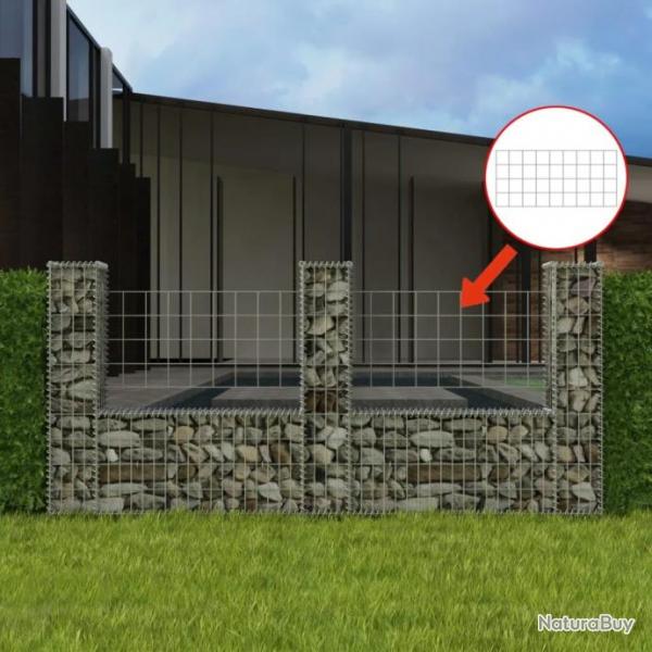 Panier de gabion en forme de U Acier galvanis 240x20x100 cm 142546