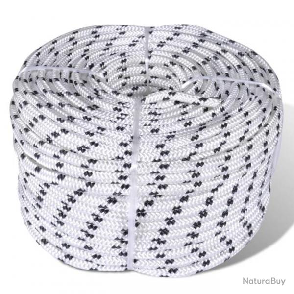 Corde de bateau tresse Polyester 8 mm 250 m Blanc 143791