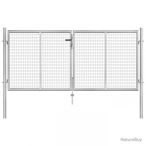 Porte de jardin Acier galvanis 306x150 cm Argent 144762