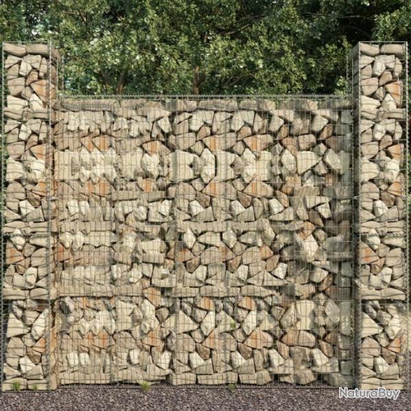 Paniers de gabion 3 pcs Acier galvanis 25 x 25 x 197 cm 145088