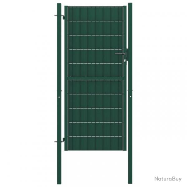 Portail de clture PVC et acier 100x124 cm Vert 145229