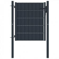 Portail de clôture PVC et acier 100x81 cm Anthracite 145232