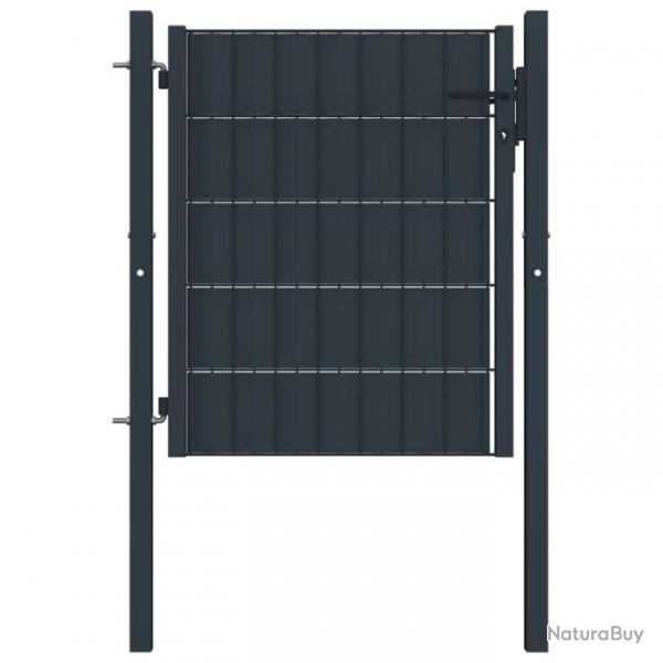 Portail de clture PVC et acier 100x81 cm Anthracite 145232