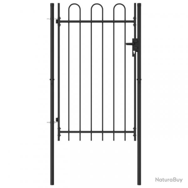 Portillon simple porte avec dessus arqu Acier 1x1,5 m Noir 146031