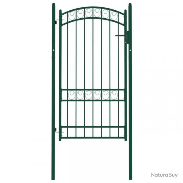 Portail de clture avec dessus arqu Acier 100x175 cm Vert