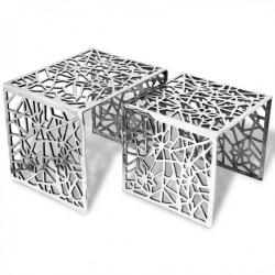 Table auxiliaire carrée 2 pièces Aluminium Argenté 243508