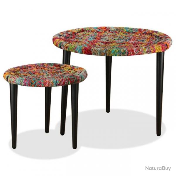 Table basse 2 pcs Dtails tisss chindi Multicolore 244213