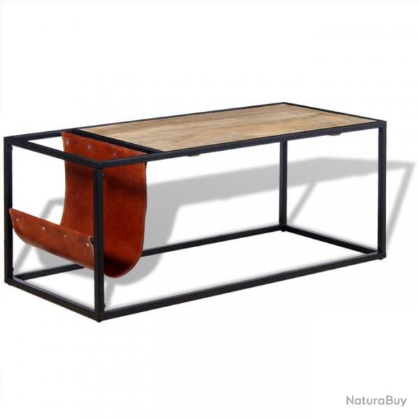 Table basse avec porte-revues Cuir vritable 110 x 50 x 45 cm 244241