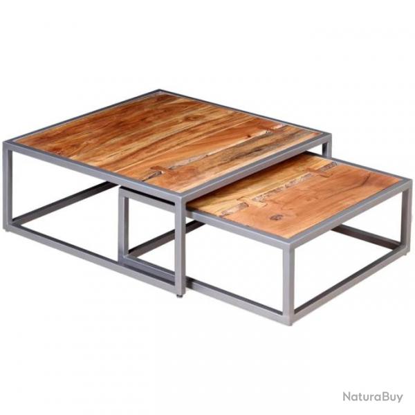 table basse 2 pices Bois d'acacia massif 244232