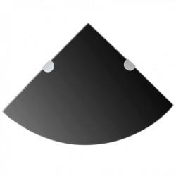 Étagère de coin avec supports chromés Verre Noir 35 x 35 cm 243856