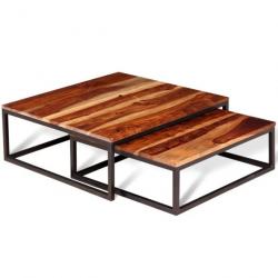 table basse gigogne 2 pcs Bois massif de Sesham 243961