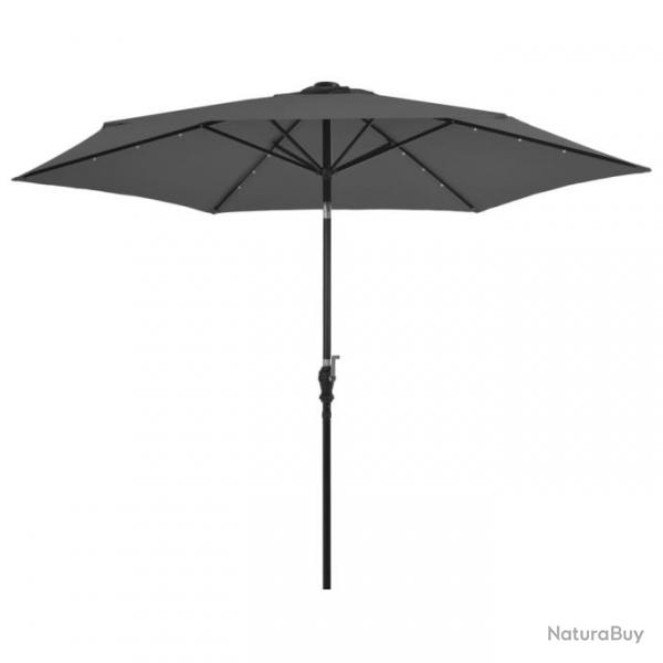 Parasol d'extrieur avec LED et mt en acier 300 cm Anthracite 44511