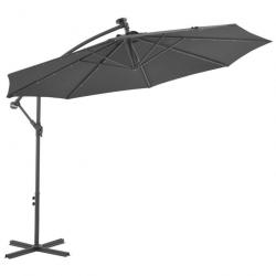 Parasol en porte-à-faux LED et mât en acier 300cm Anthracite 44521