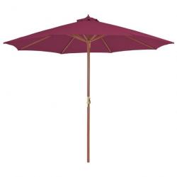 Parasol avec mât en bois 300 cm Rouge bordeaux 44497