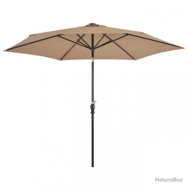 Parasol d'extrieur avec LED et mt en acier 300 cm Taupe 44512