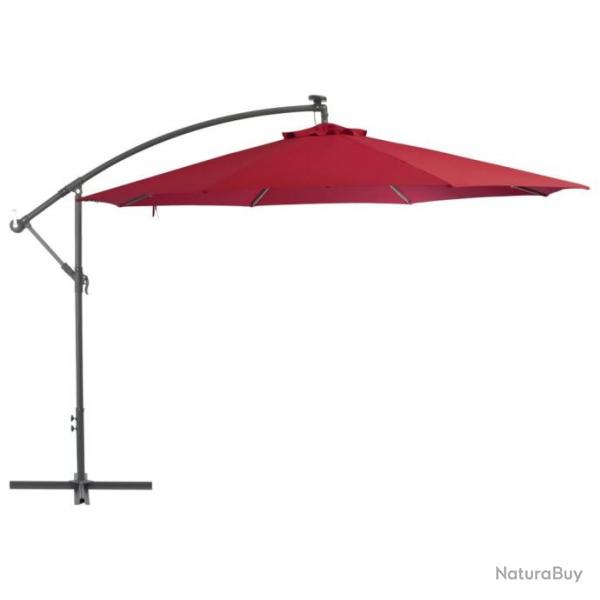 Parasol en porte--faux avec mt en aluminium 350 cm Bordeaux 44507