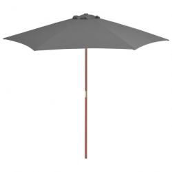 Parasol d'extérieur avec mât en bois 270 cm Anthracite 44515