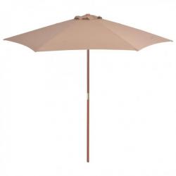 Parasol avec mât en bois 270 cm Taupe 44516
