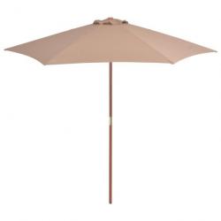 Parasol avec mât en bois 270 cm Taupe 44516