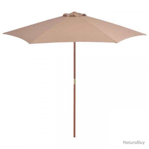 Parasol avec mt en bois 270 cm Taupe 44516