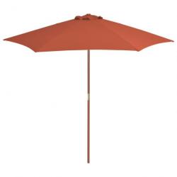 Parasol d'extérieur avec mât en bois 270 cm Terre cuite 44518