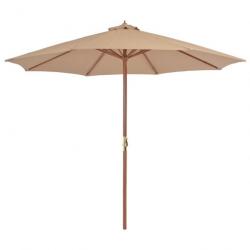 Parasol d'extérieur avec mât en bois 300 cm Taupe 44496
