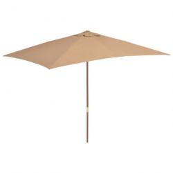 Parasol d'extérieur avec mât en bois 200 x 300 cm Taupe 44514