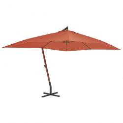 Parasol en porte-à-faux avec mât en bois 400x300 cm Terre cuite 44494