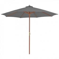 Parasol d'extérieur avec mât en bois 300 cm Anthracite 44495