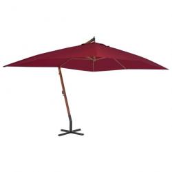 Parasol en porte-à-faux avec mât en bois 400 x 300 cm Bordeaux 44493