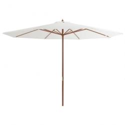 Parasol avec mât en bois 350 cm Blanc sable 44527