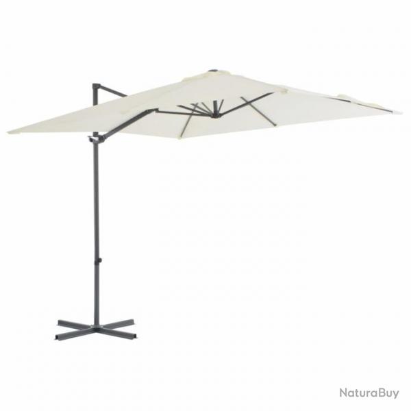 Parasol en porte--faux avec mt en acier 250 x 250 cm Sable 44624