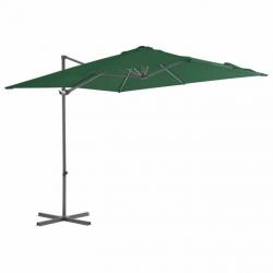 Parasol en porte-à-faux avec mât en acier 250 x 250 cm Vert 44625