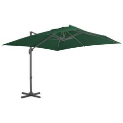 Parasol en porte-à-faux avec mât en aluminium 400x300 cm Vert 44635