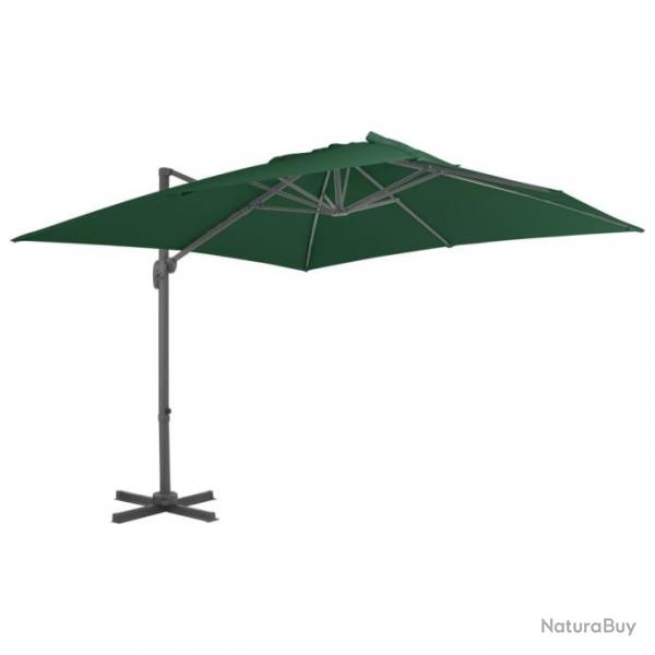 Parasol en porte--faux avec mt en aluminium 400x300 cm Vert 44635