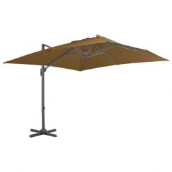 Parasol en porte-à-faux avec mât en aluminium 300x300 cm Taupe