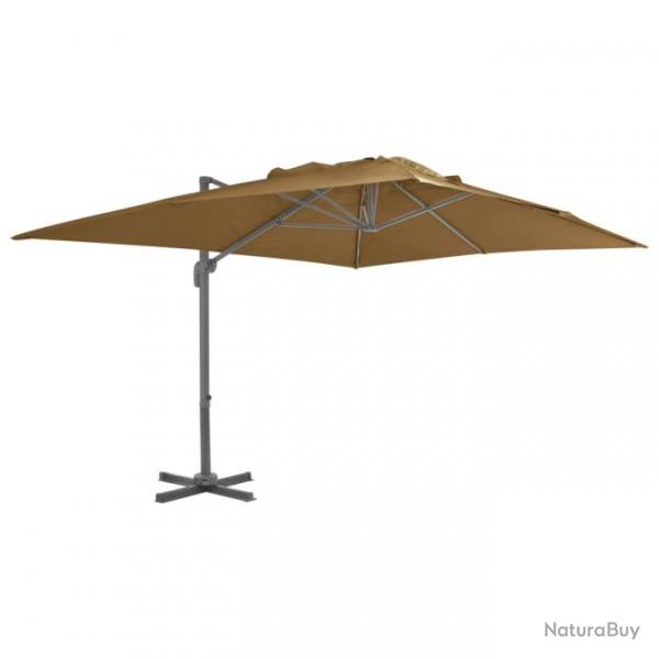 Parasol en porte--faux avec mt en aluminium 400x300 cm Taupe 44639