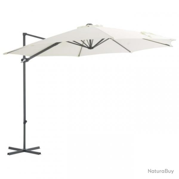 Parasol en porte--faux avec mt en acier Sable 300 cm 44628