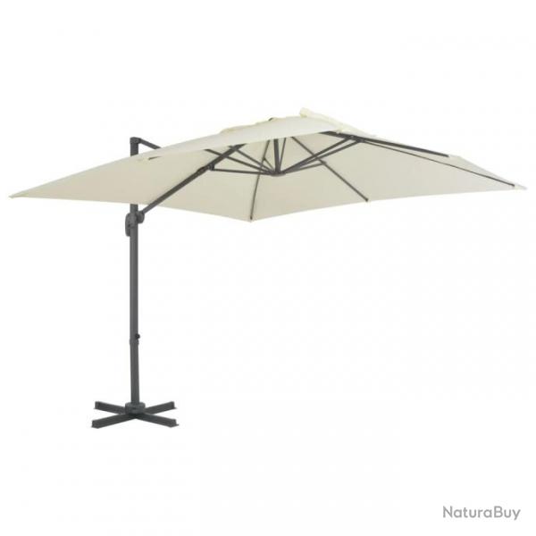 Parasol en porte--faux avec mt en aluminium 300x300 cm Sable 44632