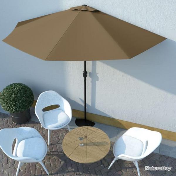 Parasol de balcon avec mt en aluminium Taupe 300x150 cm Demi 44594