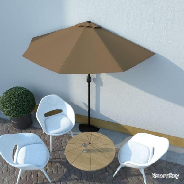 Parasol de balcon avec mt en aluminium Taupe 270x135 cm Demi 44590